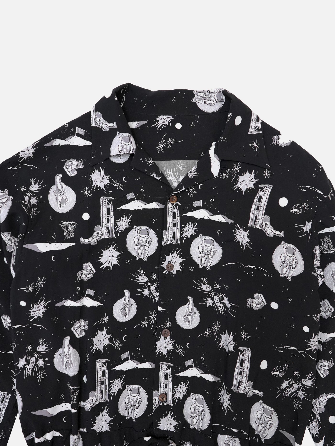 Space Aloha Jumpsuit‐BLACK