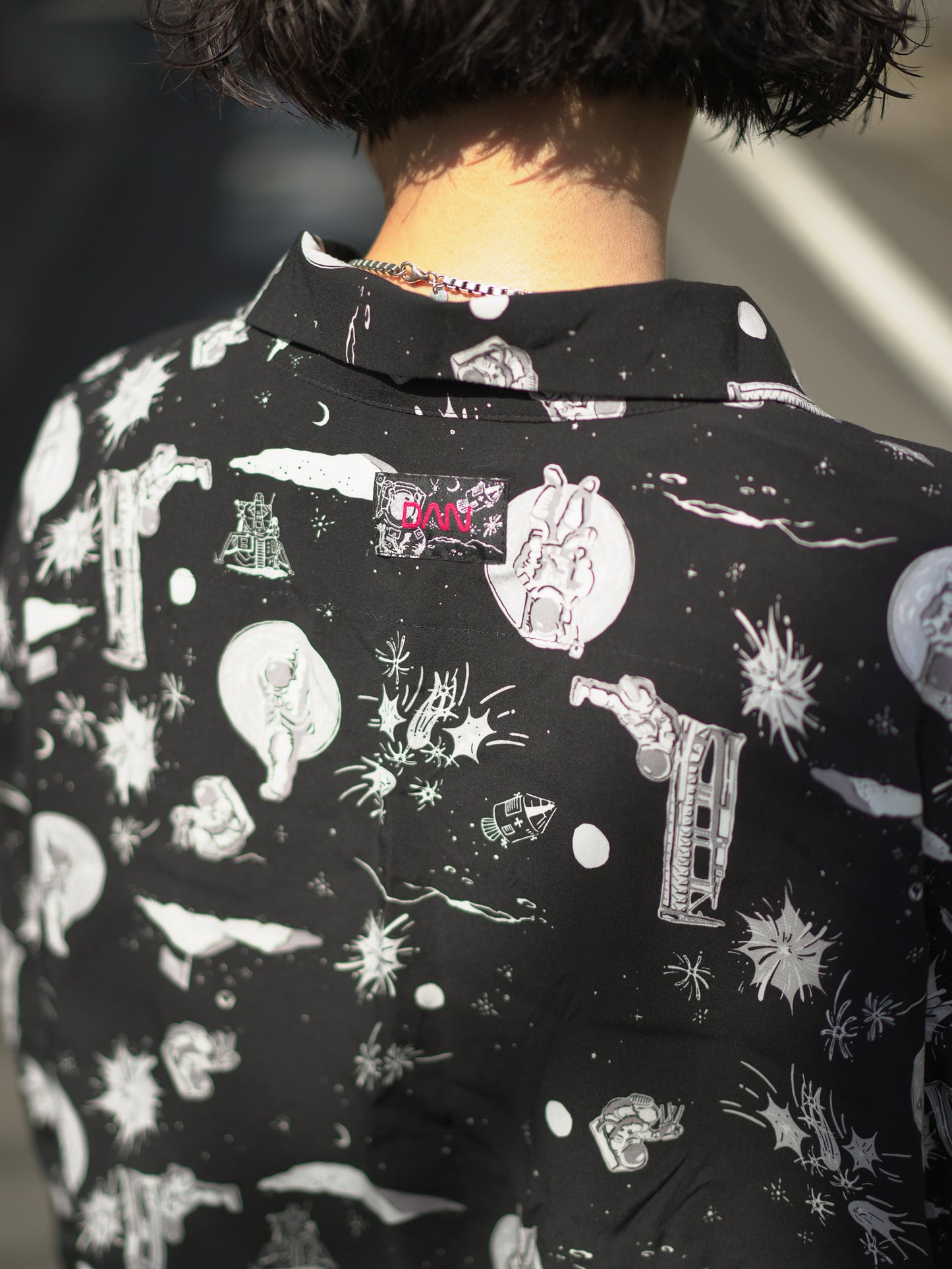 Space Aloha Jumpsuit‐BLACK