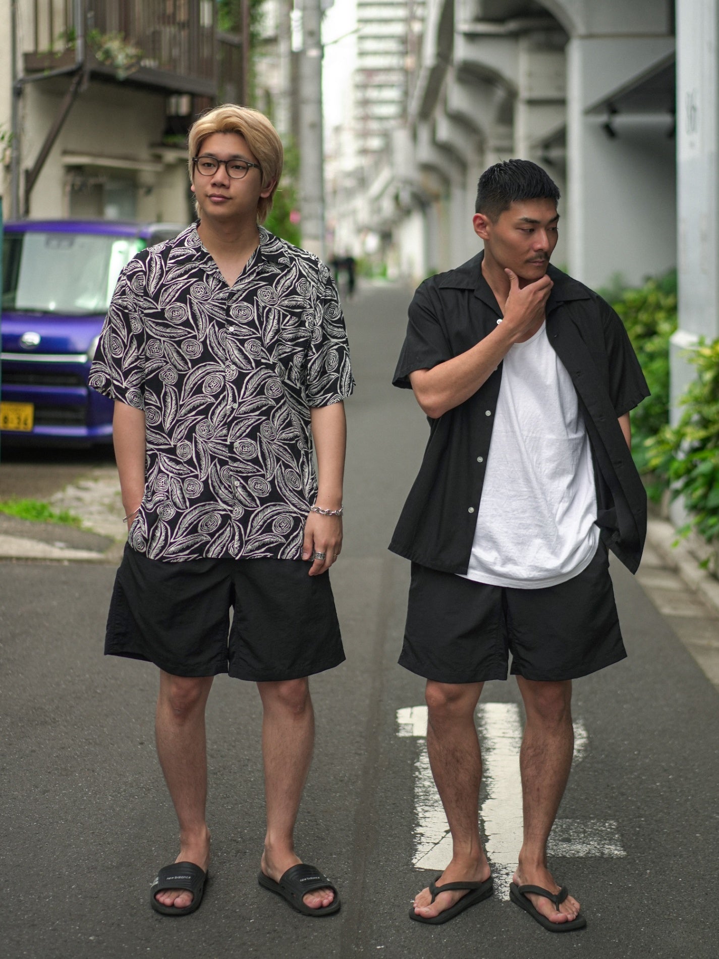 DAN×エンカウント Side Role Shorts - Long ブラック