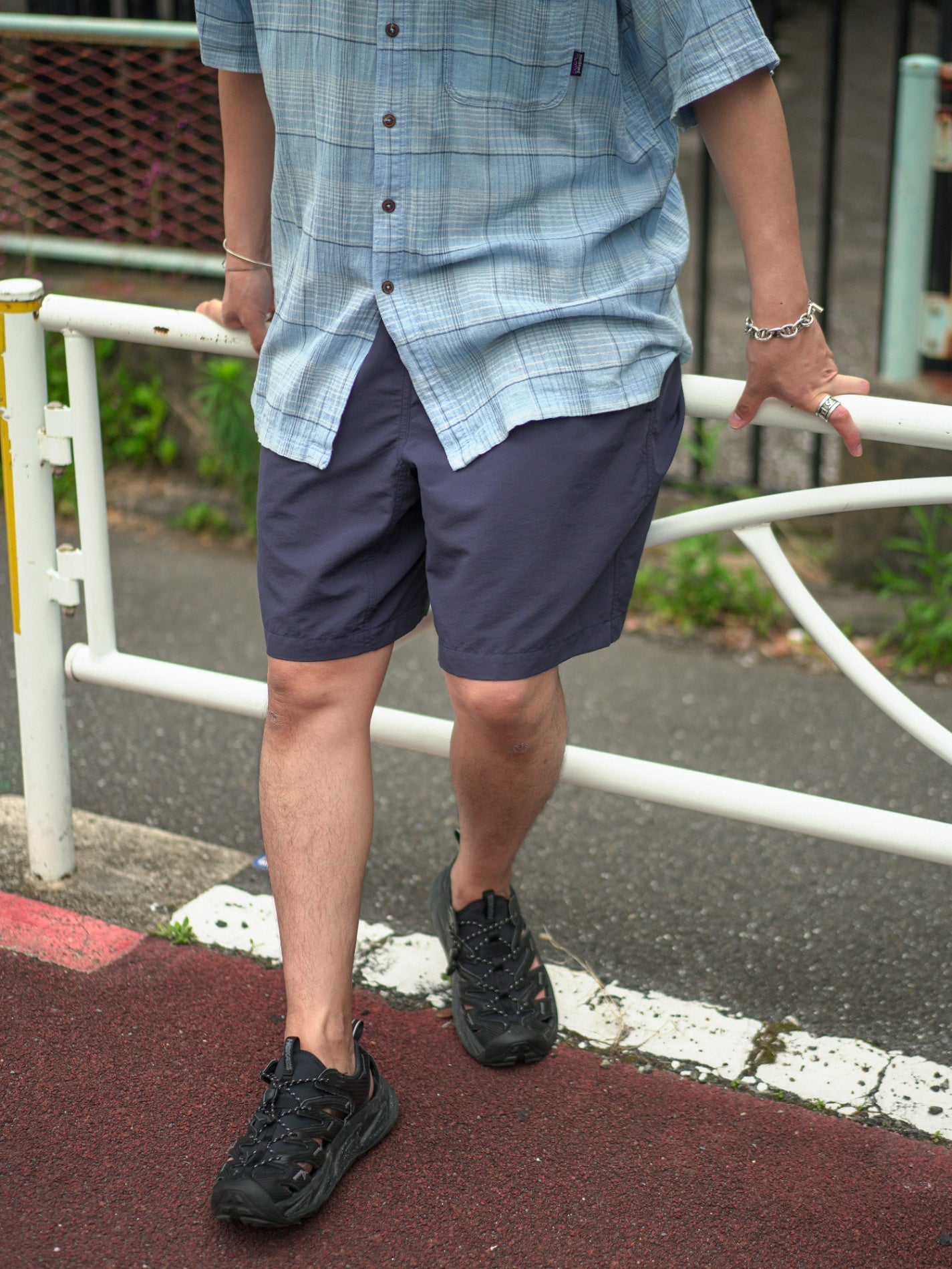 DAN×エンカウント Side Role Shorts - Long ネイビー