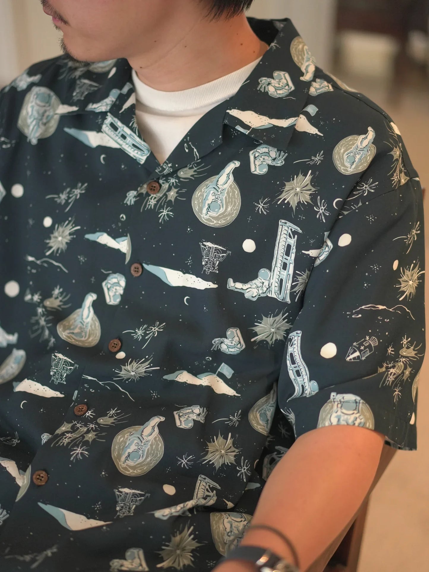 Space Aloha Shirt -NAVY